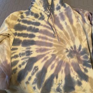 AE AMERICAN EAGLE AERIE OVERSIZED FLEECE SWEATSHIRT White MULTI TIE DYE Size XS